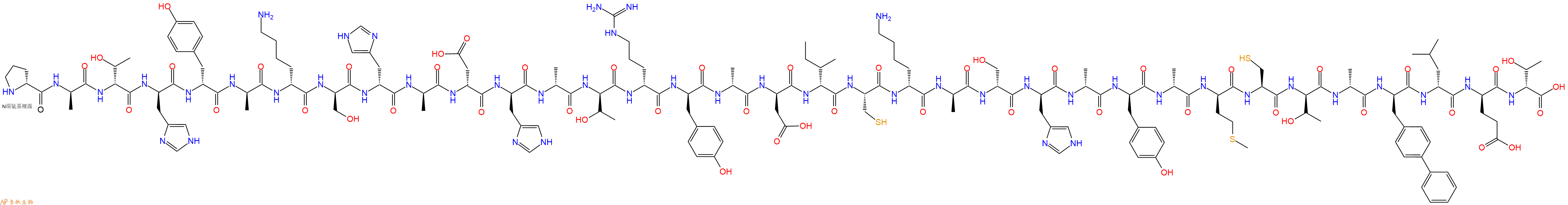 专肽生物产品H2N-DPro-DAla-DThr-DHis-DTyr-DAla-DLys-DSer-DHis-DAla-DAsp-DHis-DAla-DThr-DArg-DTyr-DAla-DAsp-DIle-Cys-DLys-DAla-DSer-DHis-DAla-DTyr-DAla-DMet-Cys-DThr-DAla-DBip-DLeu-DGlu-DThr-OH