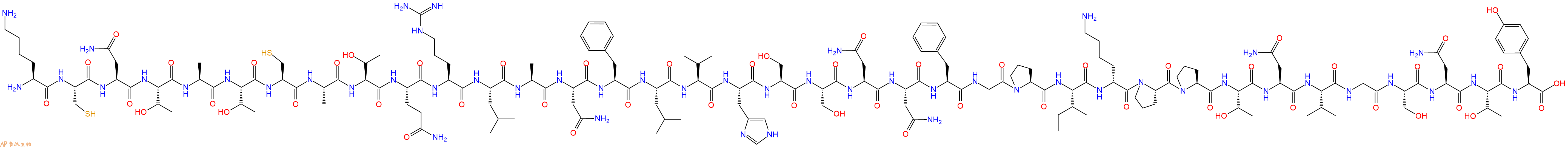专肽生物产品H2N-Lys-Cys-Asn-Thr-Ala-Thr-Cys-Ala-Thr-Gln-Arg-Leu-Ala-Asn-Phe-Leu-Val-His-Ser-Ser-Asn-Asn-Phe-Gly-Pro-Ile-DLys-Pro-Pro-Thr-Asn-Val-Gly-Ser-Asn-Thr-Tyr-OH