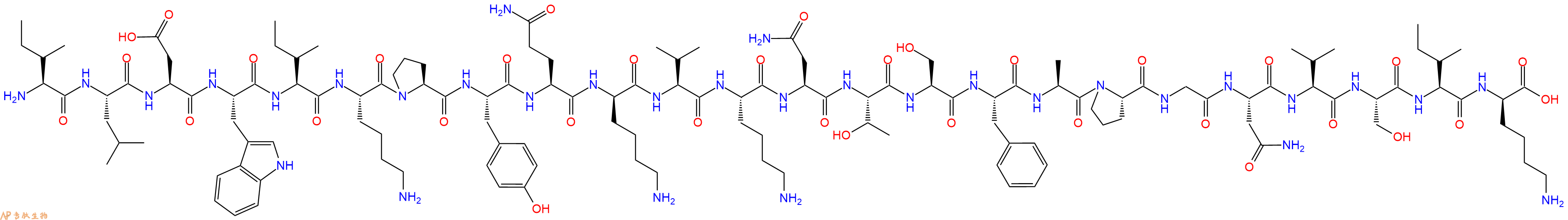 专肽生物产品H2N-Ile-Leu-Asp-Trp-Ile-Lys-Pro-Tyr-Gln-DLys-Val-Lys-Asn-Thr-Ser-Phe-Ala-Pro-Gly-Asn-Val-Ser-Ile-DLys-OH