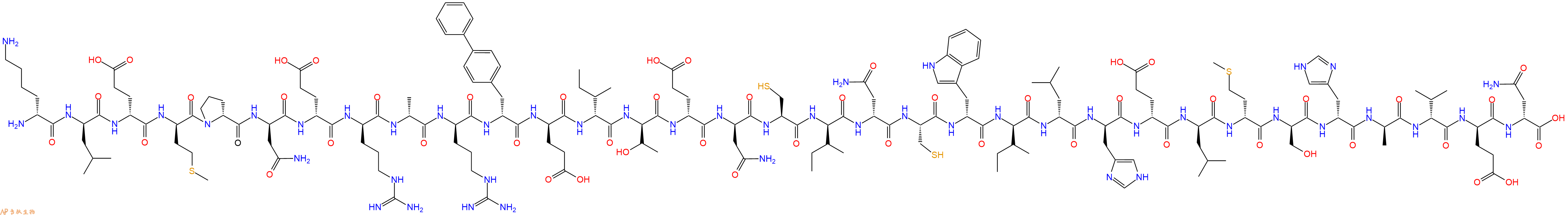 专肽生物产品H2N-DLys-DLeu-DGlu-DMet-DPro-DAsn-DGlu-DArg-DAla-DArg-DBip-DGlu-DIle-DThr-DGlu-DAsn-Cys-DIle-DAsn-Cys-DTrp-DIle-DLeu-DHis-DGlu-DLeu-DMet-DSer-DHis-DAla-DVal-DGlu-DAsn-OH