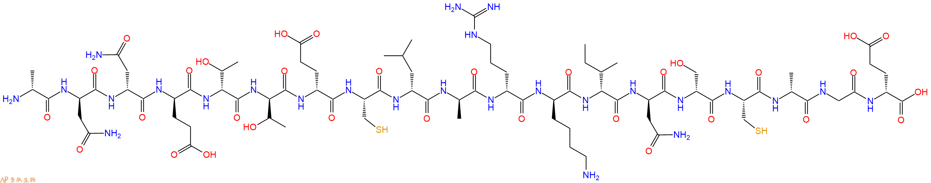 专肽生物产品H2N-DAla-DAsn-DAsn-DGlu-DThr-DThr-DGlu-Cys-DLeu-DAla-DArg-DLys-DIle-DAsn-DSer-Cys-DAla-Gly-DGlu-OH