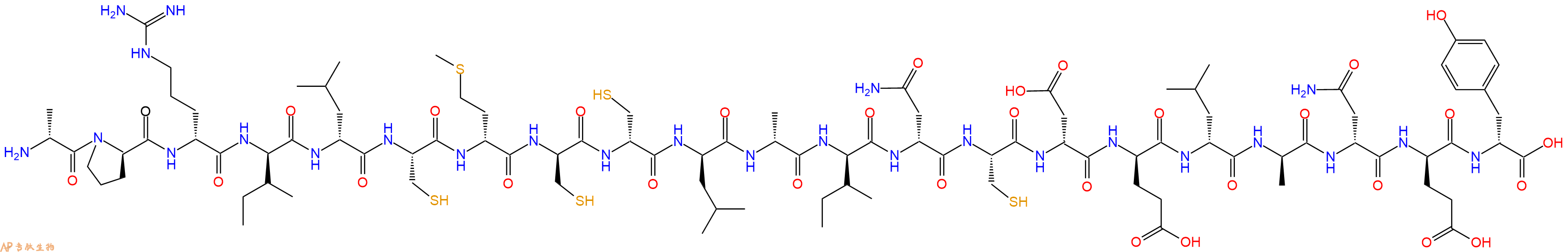 专肽生物产品H2N-DAla-DPro-DArg-DIle-DLeu-Cys-DMet-DCys-DCys-DLeu-DAla-DIle-DAsn-Cys-DAsp-DGlu-DLeu-DAla-DAsn-DGlu-DTyr-OH