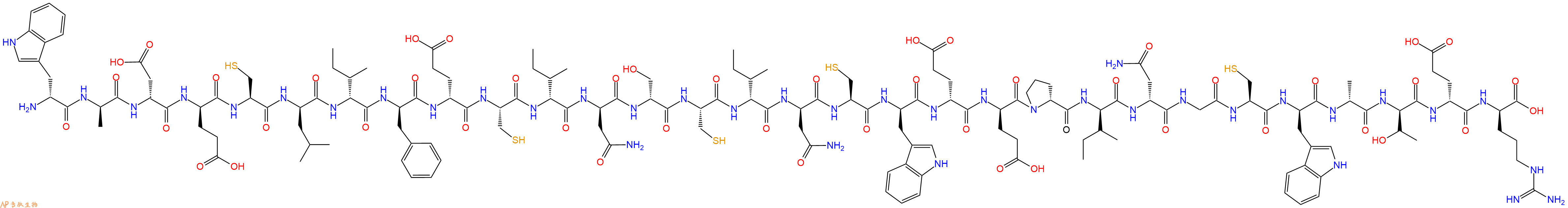 专肽生物产品H2N-DTrp-DAla-DAsp-DGlu-Cys-DLeu-DIle-DPhe-DGlu-Cys-DIle-DAsn-DSer-Cys-DIle-DAsn-Cys-DTrp-DGlu-DGlu-DPro-DIle-DAsn-Gly-Cys-DTrp-DAla-DThr-DGlu-DArg-OH