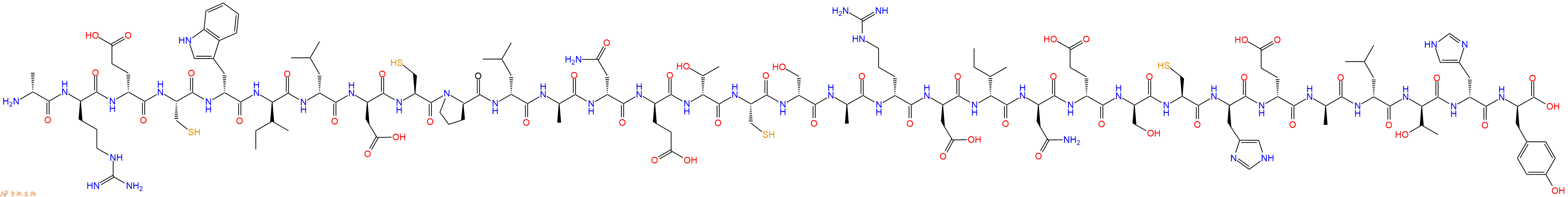 专肽生物产品H2N-DAla-DArg-DGlu-Cys-DTrp-DIle-DLeu-DAsp-Cys-DPro-DLeu-DAla-DAsn-DGlu-DThr-Cys-DSer-DAla-DArg-DAsp-DIle-DAsn-DGlu-DSer-Cys-DHis-DGlu-DAla-DLeu-DThr-DHis-DTyr-OH