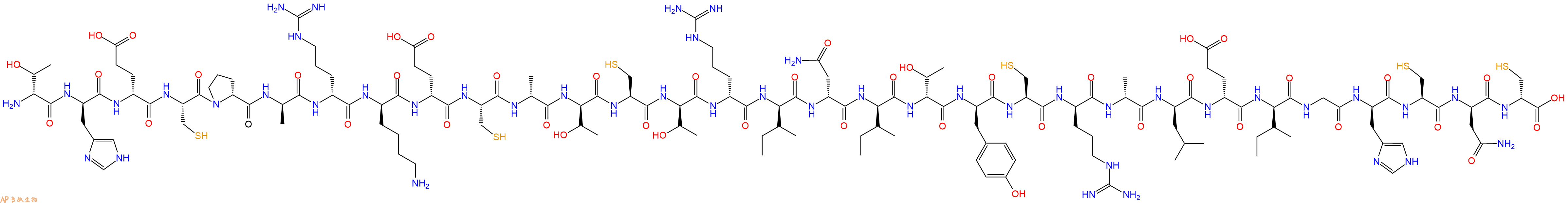 专肽生物产品H2N-DThr-DHis-DGlu-Cys-DPro-DAla-DArg-DLys-DGlu-Cys-DAla-DThr-Cys-DThr-DArg-DIle-DAsn-DIle-DThr-DTyr-Cys-DArg-DAla-DLeu-DGlu-DIle-Gly-DHis-Cys-DAsn-DCys-OH