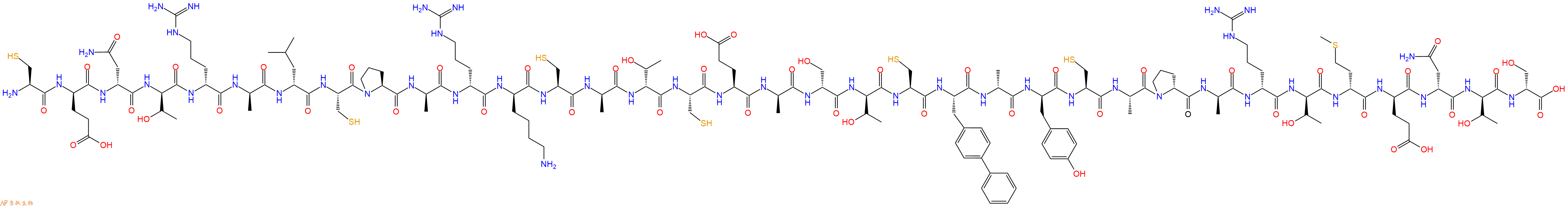 专肽生物产品H2N-Cys-DGlu-DAsn-DThr-DArg-DAla-DLeu-Cys-Pro-DAla-DArg-DLys-Cys-DAla-DThr-Cys-Glu-DAla-DSer-DThr-Cys-Bip-DAla-DTyr-Cys-Ala-DPro-DAla-DArg-DThr-DMet-DGlu-DAsn-DThr-DSer-OH