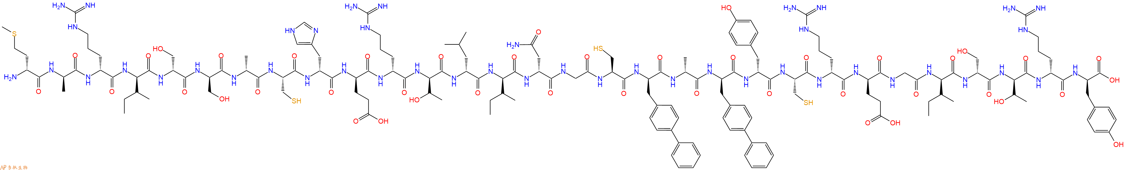 专肽生物产品H2N-DMet-DAla-DArg-DIle-DSer-DSer-DAla-Cys-DHis-DGlu-DArg-DThr-DLeu-DIle-DAsn-Gly-Cys-DBip-DAla-DBip-DTyr-Cys-DArg-DGlu-Gly-DIle-DSer-DThr-DArg-DTyr-OH