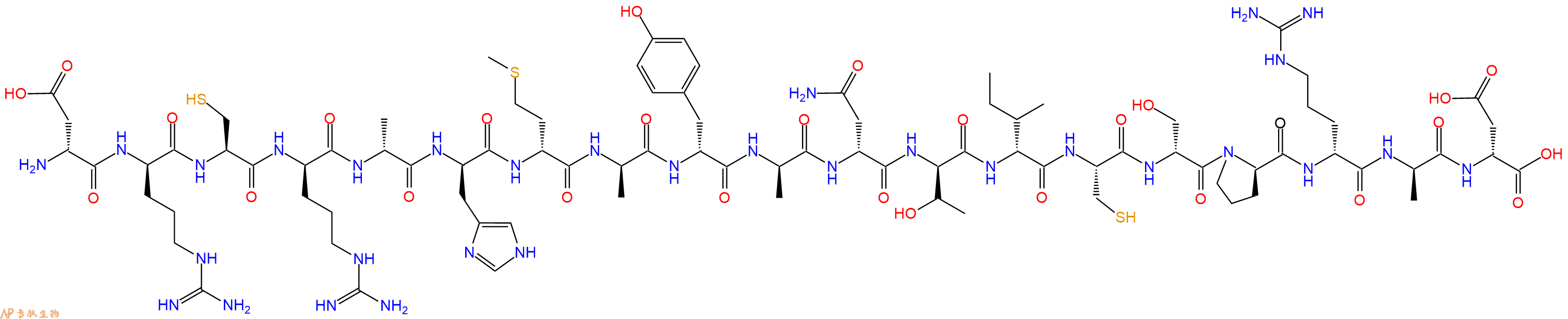专肽生物产品H2N-DAsp-DArg-Cys-DArg-DAla-DHis-DMet-DAla-DTyr-DAla-DAsn-DThr-DIle-Cys-DSer-DPro-DArg-DAla-DAsp-OH