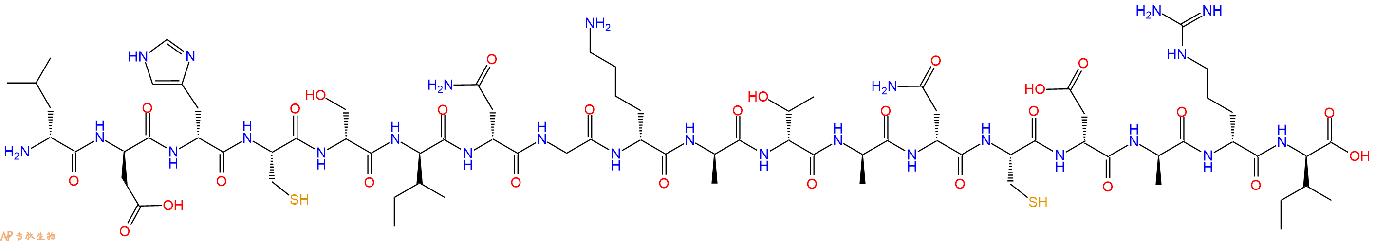 专肽生物产品H2N-DLeu-DAsp-DHis-Cys-DSer-DIle-DAsn-Gly-DLys-DAla-DThr-DAla-DAsn-Cys-DAsp-DAla-DArg-DIle-OH