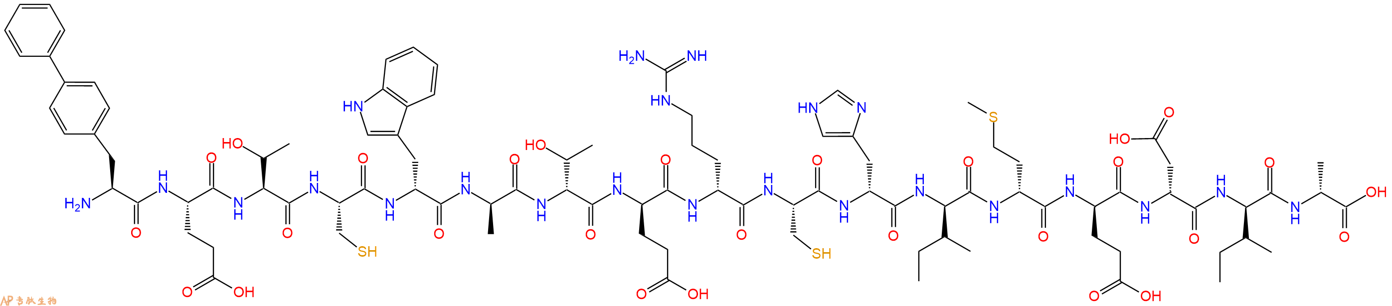 专肽生物产品H2N-Bip-Glu-Thr-Cys-DTrp-DAla-DThr-DGlu-DArg-Cys-DHis-DIle-DMet-DGlu-DAsp-DIle-DAla-OH