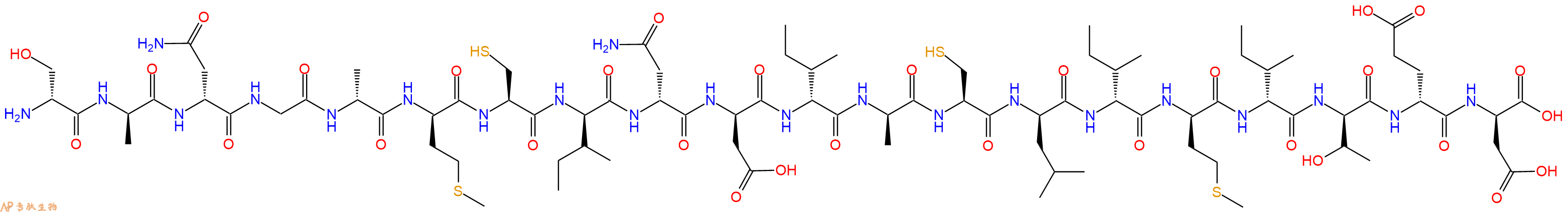 专肽生物产品H2N-DSer-DAla-DAsn-Gly-DAla-DMet-Cys-DIle-DAsn-DAsp-DIle-DAla-Cys-DLeu-DIle-DMet-DIle-DThr-DGlu-DAsp-OH
