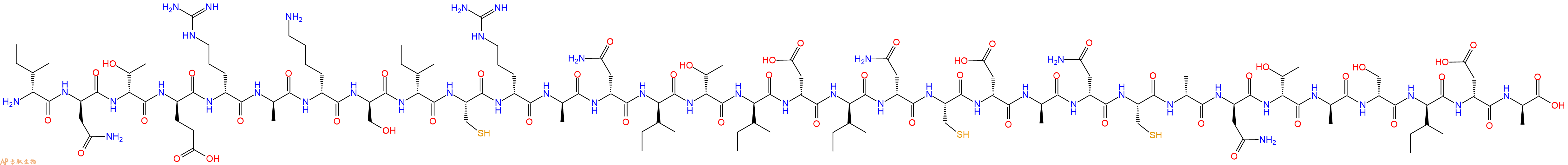 专肽生物产品H2N-DIle-DAsn-DThr-DGlu-DArg-DAla-DLys-DSer-DIle-Cys-DArg-DAla-DAsn-DIle-DThr-DIle-DAsp-DIle-DAsn-Cys-DAsp-DAla-DAsn-Cys-DAla-DAsn-DThr-DAla-DSer-DIle-DAsp-DAla-OH