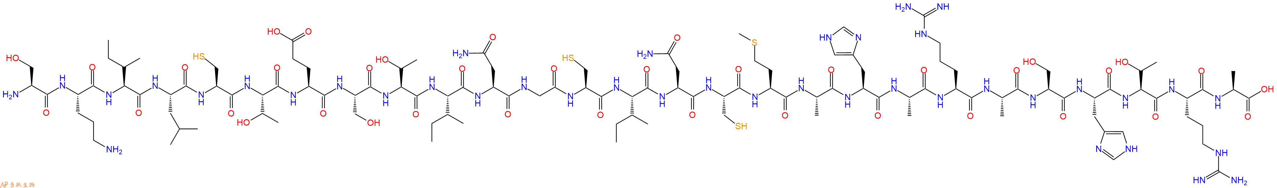 专肽生物产品H2N-Ser-Orn-Ile-Leu-Cys-Thr-Glu-Ser-Thr-Ile-Asn-Gly-Cys-Ile-Asn-Cys-Met-Ala-His-Ala-Arg-Ala-Ser-His-Thr-Arg-Ala-OH