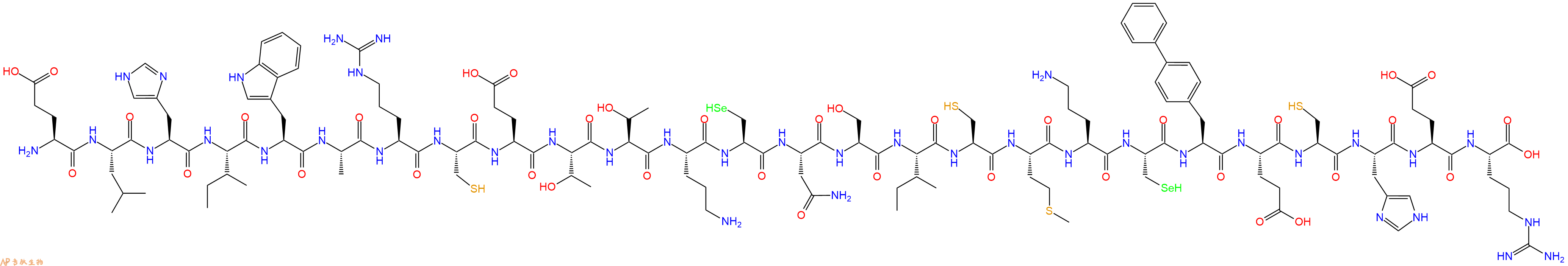 专肽生物产品H2N-Glu-Leu-His-Ile-Trp-Ala-Arg-Cys-Glu-Thr-Thr-Orn-Sec-Asn-Ser-Ile-Cys-Met-Orn-Sec-Bip-Glu-Cys-His-Glu-Arg-OH