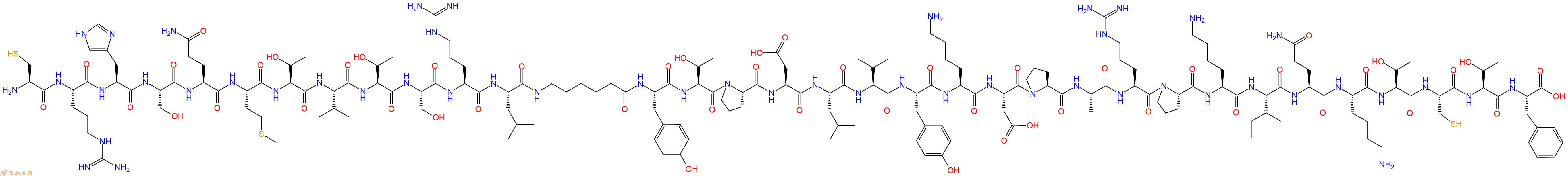 专肽生物产品H2N-Cys-Arg-His-Ser-Gln-Met-Thr-Val-Thr-Ser-Arg-Leu-Ahx-Tyr-Thr-Pro-Asp-Leu-Val-Tyr-Lys-Asp-Pro-Ala-Arg-Pro-Lys-Ile-Gln-Lys-Thr-Cys-Thr-Phe-OH