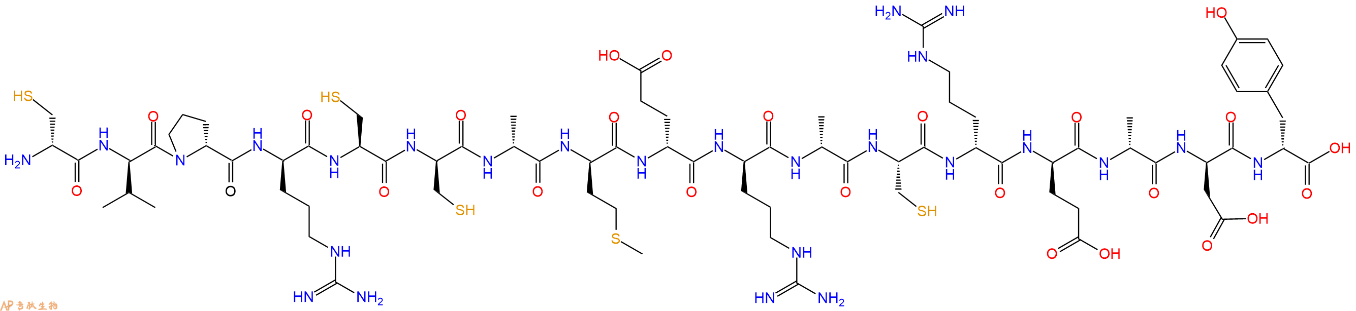 专肽生物产品H2N-DCys-DVal-DPro-DArg-Cys-DCys-DAla-DMet-DGlu-DArg-DAla-Cys-DArg-DGlu-DAla-DAsp-DTyr-OH