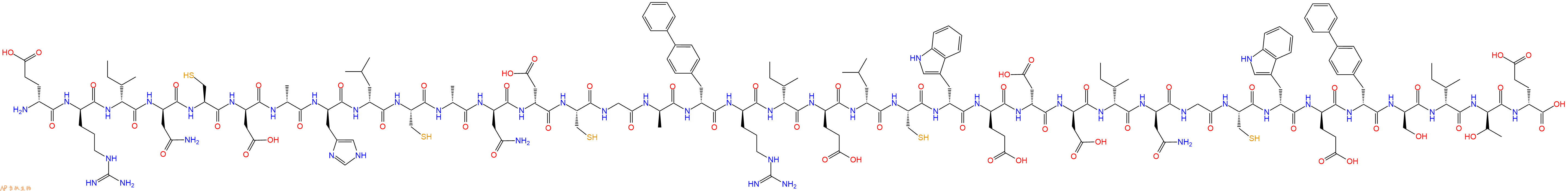 专肽生物产品H2N-DGlu-DArg-DIle-DAsn-Cys-DAsp-DAla-DHis-DLeu-Cys-DAla-DAsn-DAsp-Cys-Gly-DAla-DBip-DArg-DIle-DGlu-DLeu-Cys-DTrp-DGlu-DAsp-DAsp-DIle-DAsn-Gly-Cys-DTrp-DGlu-DBip-DSer-DIle-DThr-DGlu-OH