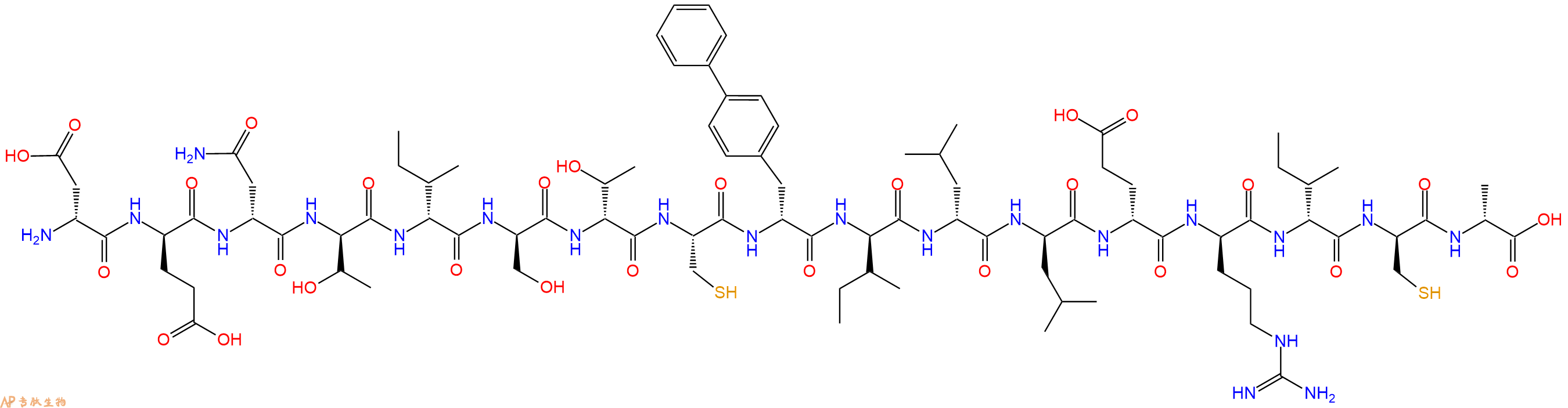 专肽生物产品H2N-DAsp-DGlu-DAsn-DThr-DIle-DSer-DThr-Cys-DBip-DIle-DLeu-DLeu-DGlu-DArg-DIle-DCys-DAla-OH
