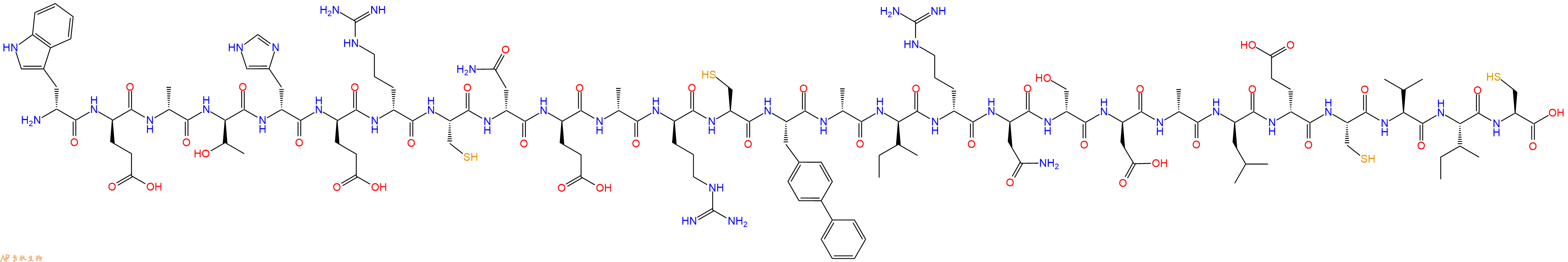专肽生物产品H2N-DTrp-DGlu-DAla-DThr-DHis-DGlu-DArg-Cys-DAsn-DGlu-DAla-DArg-Cys-Bip-DAla-DIle-DArg-DAsn-DSer-DAsp-DAla-DLeu-DGlu-Cys-Val-Ile-Cys-OH