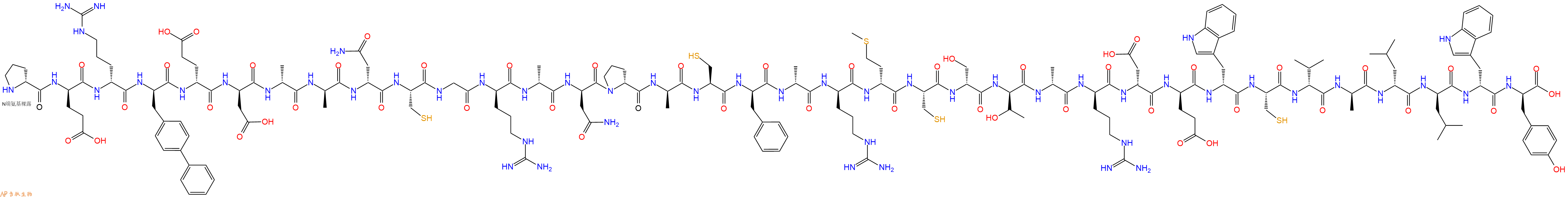 专肽生物产品H2N-DPro-DGlu-DArg-DBip-DGlu-DAsp-DAla-DAla-DAsn-Cys-Gly-DArg-DAla-DAsn-DPro-DAla-Cys-DPhe-DAla-DArg-DMet-Cys-DSer-DThr-DAla-DArg-DAsp-DGlu-DTrp-Cys-DVal-DAla-DLeu-DLeu-DTrp-DTyr-OH