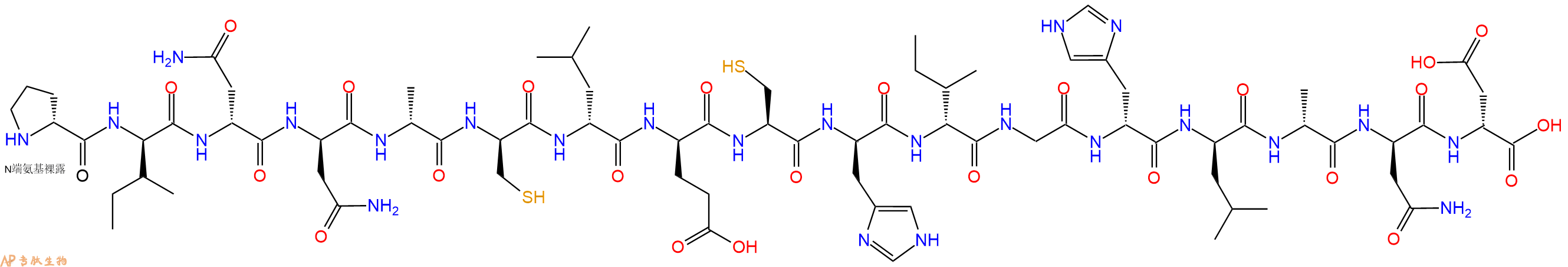 专肽生物产品H2N-DPro-DIle-DAsn-DAsn-DAla-DCys-DLeu-DGlu-Cys-DHis-DIle-Gly-DHis-DLeu-DAla-DAsn-DAsp-OH