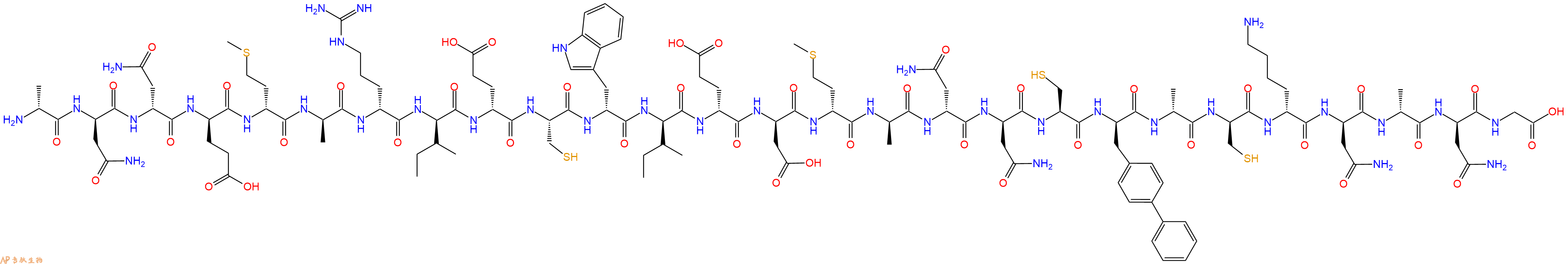 专肽生物产品H2N-DAla-DAsn-DAsn-DGlu-DMet-DAla-DArg-DIle-DGlu-Cys-DTrp-DIle-DGlu-DAsp-DMet-DAla-DAsn-DAsn-Cys-DBip-DAla-DCys-DLys-DAsn-DAla-DAsn-Gly-OH