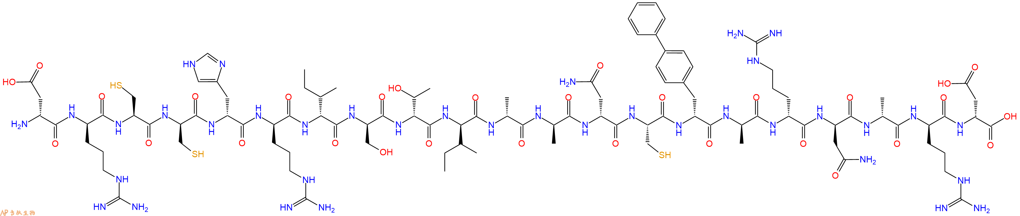 专肽生物产品H2N-DAsp-DArg-Cys-DCys-DHis-DArg-DIle-DSer-DThr-DIle-DAla-DAla-DAsn-Cys-DBip-DAla-DArg-DAsn-DAla-DArg-DAsp-OH