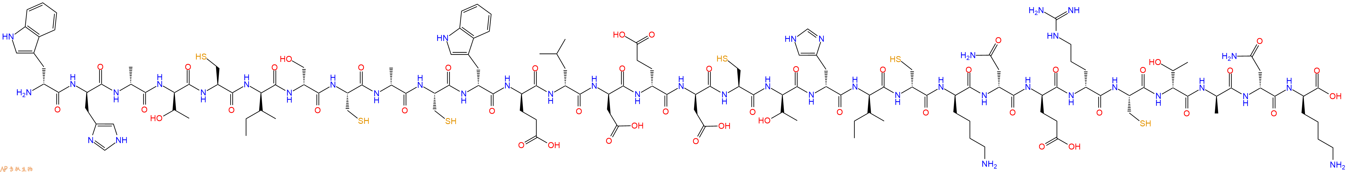 专肽生物产品H2N-DTrp-DHis-DAla-DThr-Cys-DIle-DSer-Cys-DAla-Cys-DTrp-DGlu-DLeu-DAsp-DGlu-DAsp-Cys-DThr-DHis-DIle-DCys-DLys-DAsn-DGlu-DArg-Cys-DThr-DAla-DAsn-DLys-OH