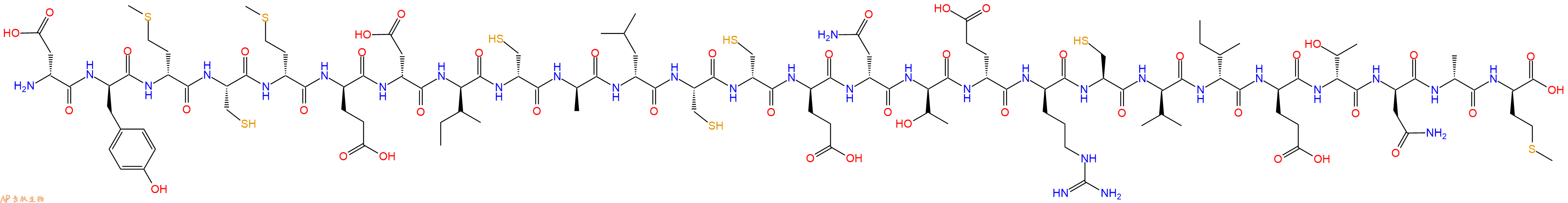 专肽生物产品H2N-DAsp-DTyr-DMet-Cys-DMet-DGlu-DAsp-DIle-DCys-DAla-DLeu-Cys-DCys-DGlu-DAsn-DThr-DGlu-DArg-Cys-DVal-DIle-DGlu-DThr-DAsn-DAla-DMet-OH