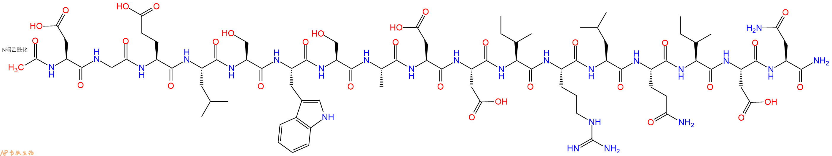 专肽生物产品Ac-Asp-Gly-Glu-Leu-Ser-Trp-Ser-Ala-Asp-Asp-Ile-Arg-Leu-Gln-Ile-Asp-Asn-CONH2