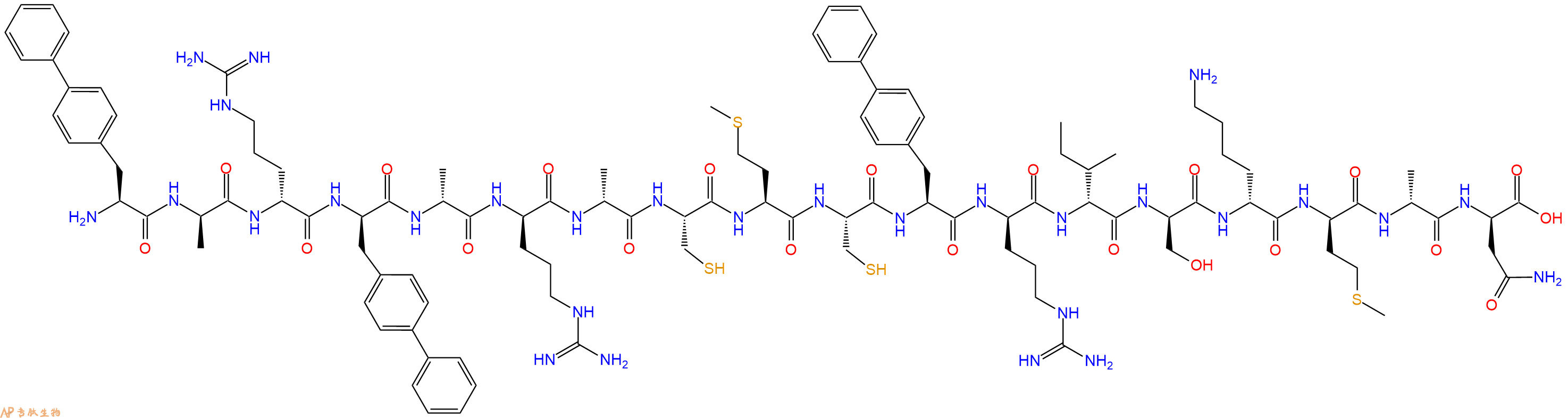专肽生物产品H2N-Bip-DAla-DArg-DBip-DAla-DArg-DAla-Cys-Met-Cys-Bip-DArg-DIle-DSer-DLys-DMet-DAla-DAsn-OH