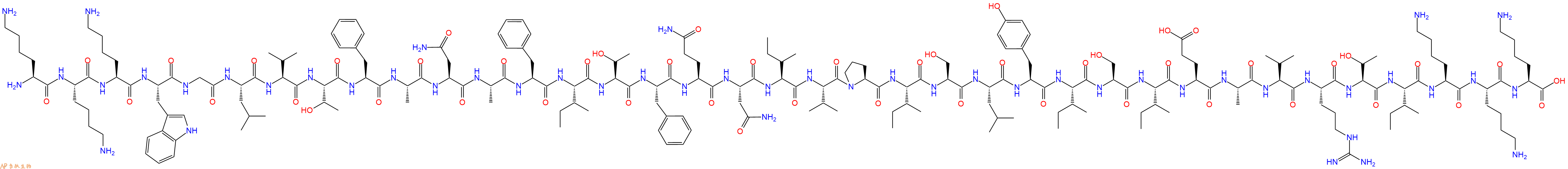 专肽生物产品H2N-Lys-Lys-Lys-Trp-Gly-Leu-Val-Thr-Phe-Ala-Asn-Ala-Phe-Ile-Thr-Phe-Gln-Asn-Ile-Val-Pro-Ile-Ser-Leu-Tyr-Ile-Ser-Ile-Glu-Ala-Val-Arg-Thr-Ile-Lys-Lys-Lys-OH