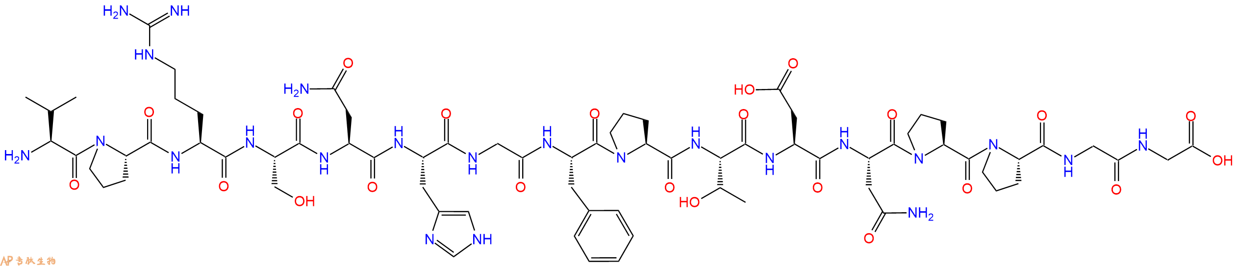 专肽生物产品H2N-Val-Pro-Arg-Ser-Asn-His-Gly-Phe-Pro-Thr-Asp-Asn-Pro-Pro-Gly-Gly-OH