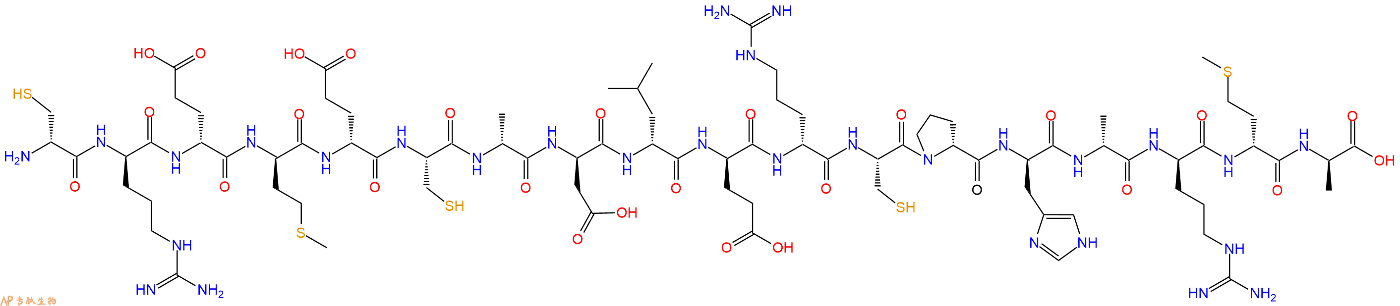 专肽生物产品H2N-DCys-DArg-DGlu-DMet-DGlu-Cys-DAla-DAsp-DLeu-DGlu-DArg-Cys-DPro-DHis-DAla-DArg-DMet-DAla-OH