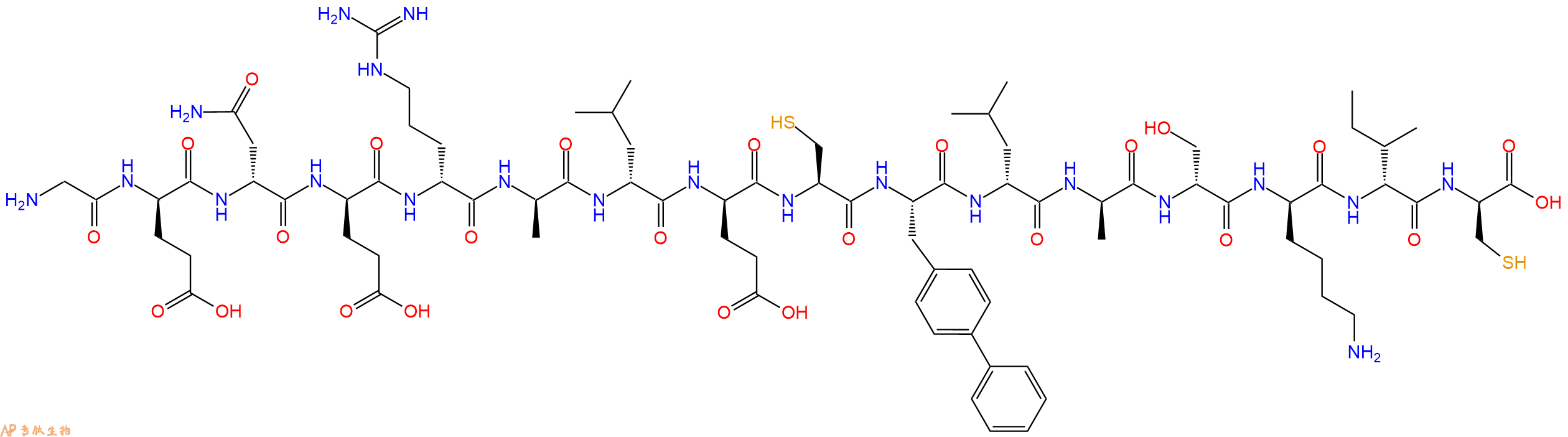 专肽生物产品H2N-Gly-DGlu-DAsn-DGlu-DArg-DAla-DLeu-DGlu-Cys-Bip-DLeu-DAla-DSer-DLys-DIle-DCys-OH
