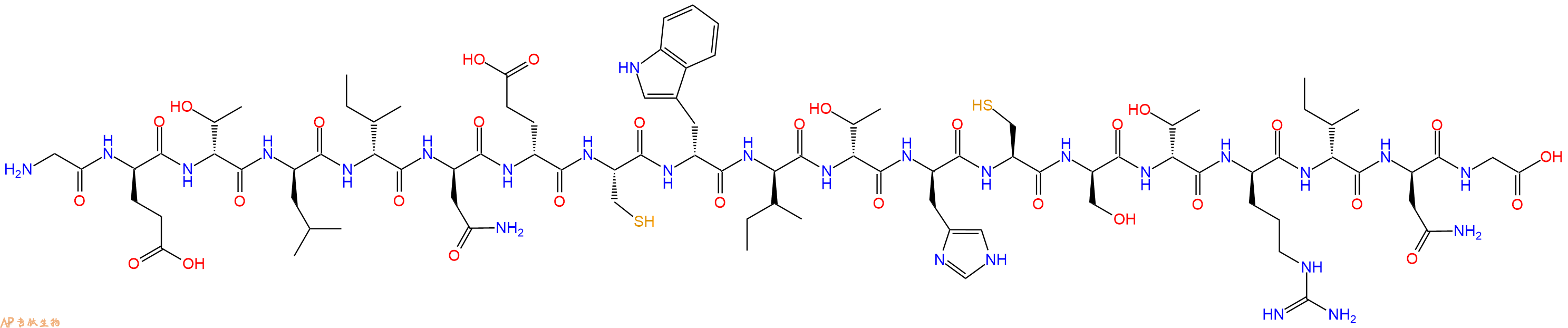 专肽生物产品H2N-Gly-DGlu-DThr-DLeu-DIle-DAsn-DGlu-Cys-DTrp-DIle-DThr-DHis-Cys-DSer-DThr-DArg-DIle-DAsn-Gly-OH