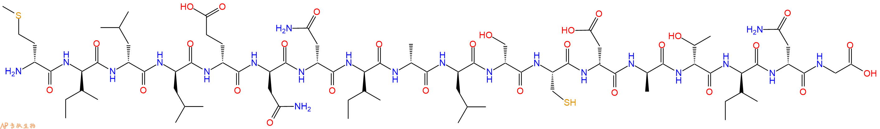 专肽生物产品H2N-DMet-DIle-DLeu-DLeu-DGlu-DAsn-DAsn-DIle-DAla-DLeu-DSer-Cys-DAsp-DAla-DThr-DIle-DAsn-Gly-OH