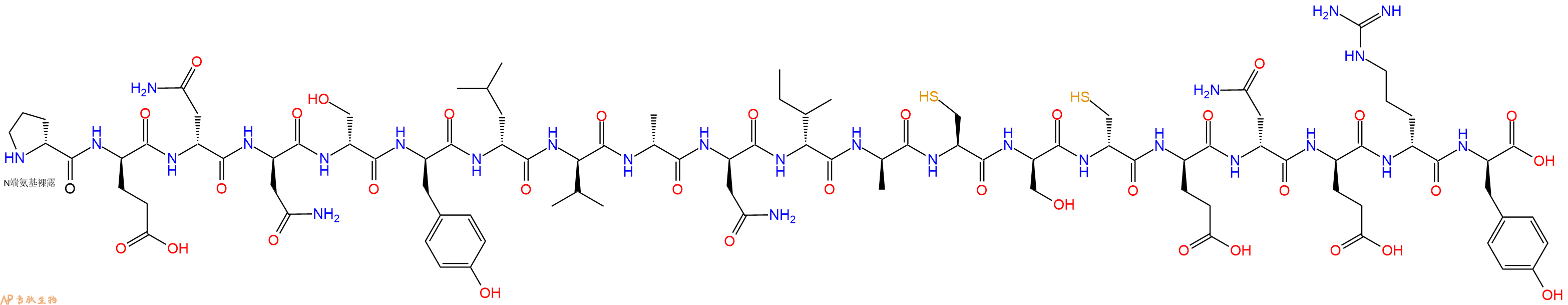 专肽生物产品H2N-DPro-DGlu-DAsn-DAsn-DSer-DTyr-DLeu-DVal-DAla-DAsn-DIle-DAla-Cys-DSer-DCys-DGlu-DAsn-DGlu-DArg-DTyr-OH