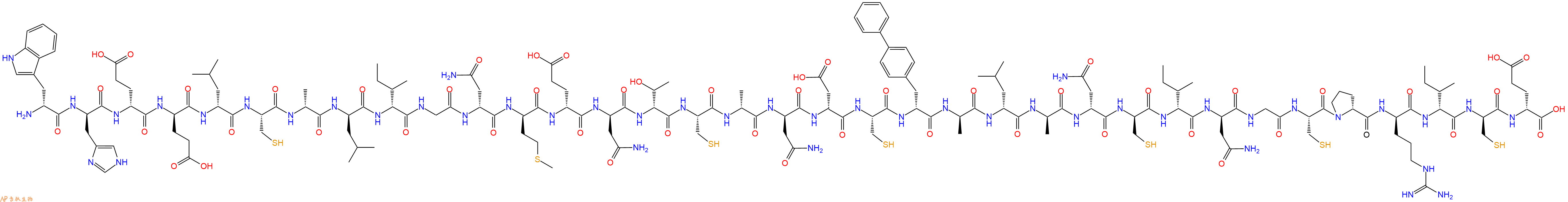 专肽生物产品H2N-DTrp-DHis-DGlu-DGlu-DLeu-Cys-DAla-DLeu-DIle-Gly-DAsn-DMet-DGlu-DAsn-DThr-Cys-DAla-DAsn-DAsp-Cys-DBip-DAla-DLeu-DAla-DAsn-DCys-DIle-DAsn-Gly-Cys-DPro-DArg-DIle-DCys-DGlu-OH