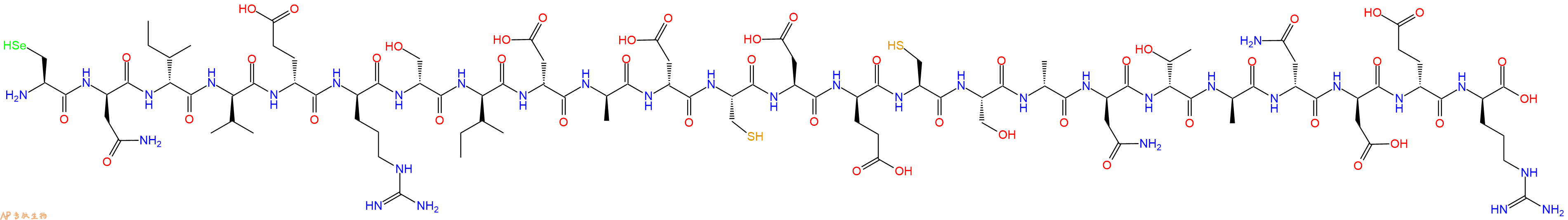 专肽生物产品H2N-Sec-DAsn-DIle-DVal-DGlu-DArg-DSer-DIle-DAsp-DAla-DAsp-Cys-Asp-DGlu-Cys-Ser-DAla-DAsn-DThr-DAla-DAsn-DAsp-DGlu-DArg-OH