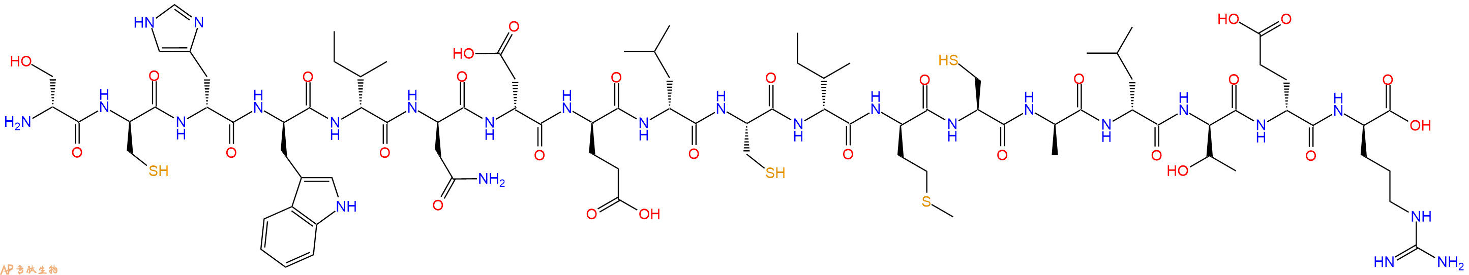 专肽生物产品H2N-DSer-DCys-DHis-DTrp-DIle-DAsn-DAsp-DGlu-DLeu-Cys-DIle-DMet-Cys-DAla-DLeu-DThr-DGlu-DArg-OH