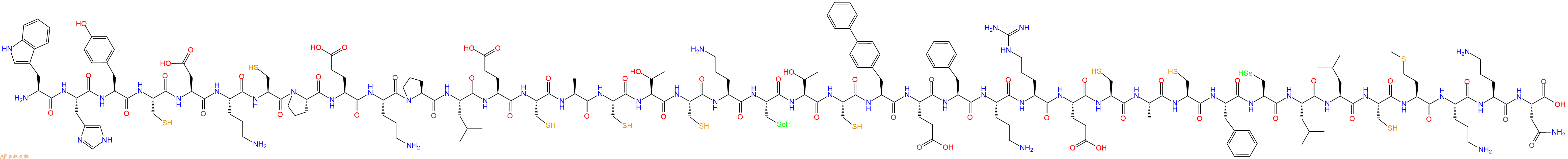 专肽生物产品H2N-Trp-His-Tyr-Cys-Asp-Orn-Cys-Pro-Glu-Orn-Pro-Leu-Glu-Cys-Ala-Cys-Thr-Cys-Orn-Sec-Thr-Cys-Bip-Glu-Phe-Orn-Arg-Glu-Cys-Ala-Cys-Phe-Sec-Leu-Leu-Cys-Met-Orn-Orn-Asn-OH