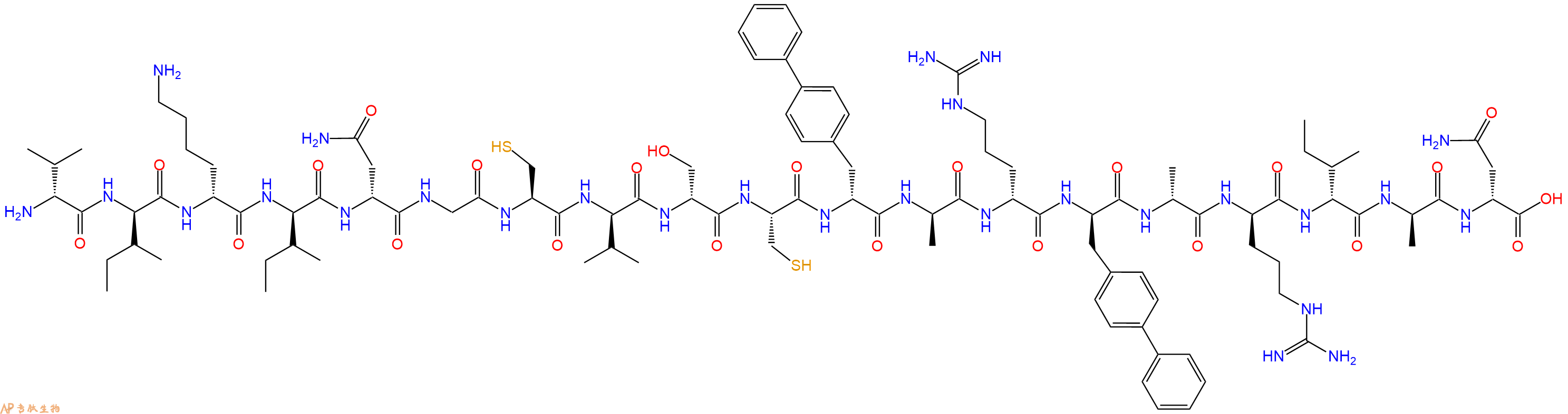 专肽生物产品H2N-DVal-DIle-DLys-DIle-DAsn-Gly-Cys-DVal-DSer-Cys-DBip-DAla-DArg-DBip-DAla-DArg-DIle-DAla-DAsn-OH