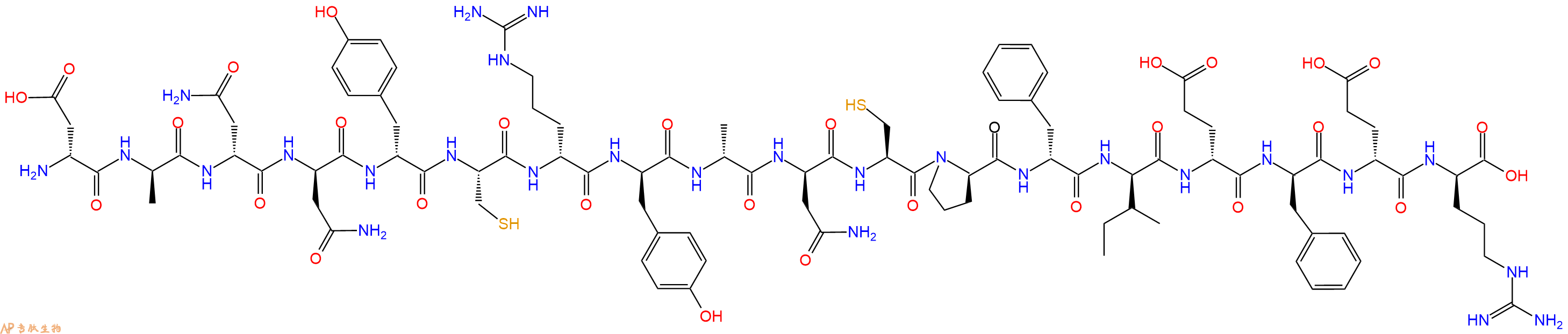 专肽生物产品H2N-DAsp-DAla-DAsn-DAsn-DTyr-Cys-DArg-DTyr-DAla-DAsn-Cys-DPro-DPhe-DIle-DGlu-DPhe-DGlu-DArg-OH