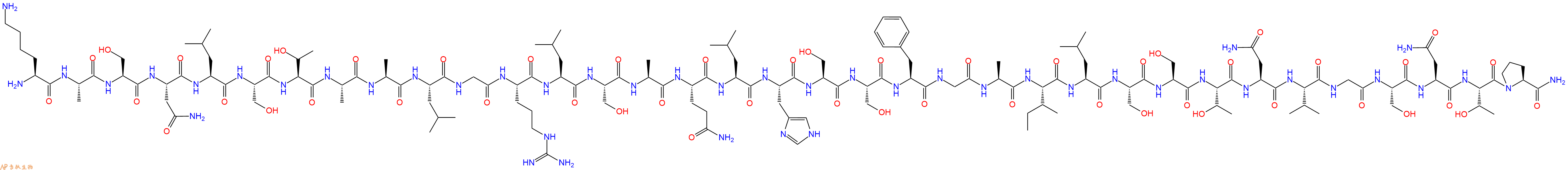 专肽生物产品H2N-Lys-Ala-Ser-Asn-Leu-Ser-Thr-Ala-Ala-Leu-Gly-Arg-Leu-Ser-Ala-Gln-Leu-His-Ser-Ser-Phe-Gly-Ala-Ile-Leu-Ser-Ser-Thr-Asn-Val-Gly-Ser-Asn-Thr-Pro-CONH2