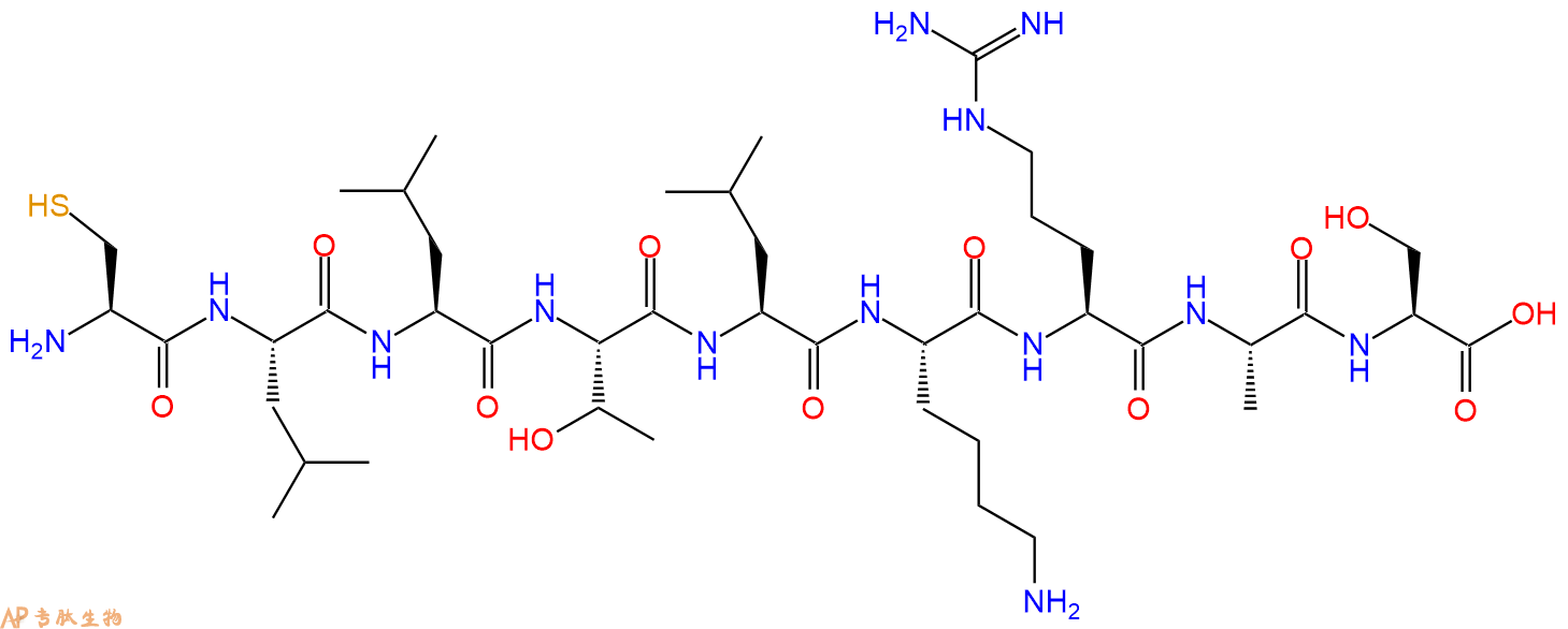 专肽生物产品H2N-Cys-Leu-Leu-Thr-Leu-Lys-Arg-Ala-Ser-OH