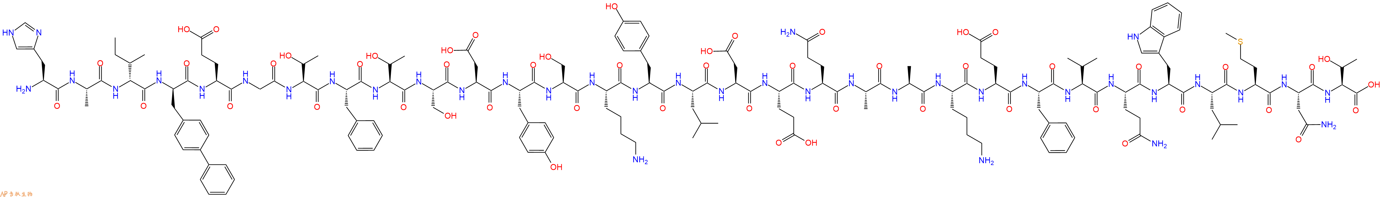 专肽生物产品H2N-His-Ala-DIle-DBip-Glu-Gly-Thr-Phe-Thr-Ser-Asp-Tyr-Ser-Lys-Tyr-Leu-Asp-Glu-Gln-Ala-Ala-Lys-Glu-Phe-Val-Gln-Trp-Leu-Met-Asn-Thr-OH