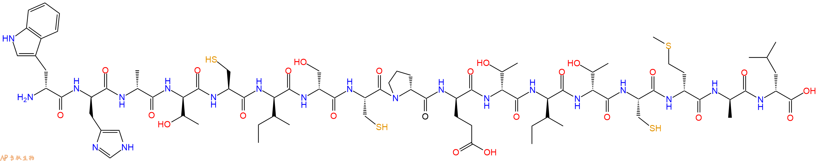 专肽生物产品H2N-DTrp-DHis-DAla-DThr-Cys-DIle-DSer-Cys-DPro-DGlu-DThr-DIle-DThr-Cys-DMet-DAla-DLeu-OH