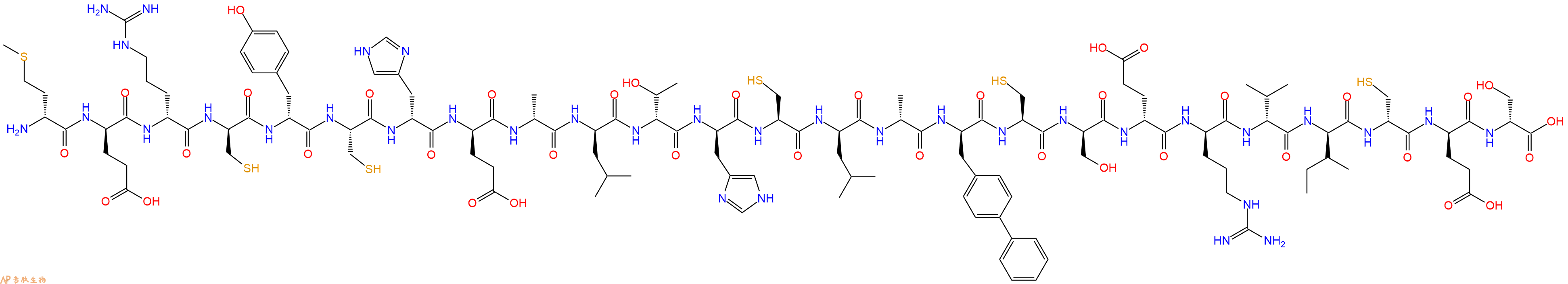 专肽生物产品H2N-DMet-DGlu-DArg-DCys-DTyr-Cys-DHis-DGlu-DAla-DLeu-DThr-DHis-Cys-DLeu-DAla-DBip-Cys-DSer-DGlu-DArg-DVal-DIle-DCys-DGlu-DSer-OH