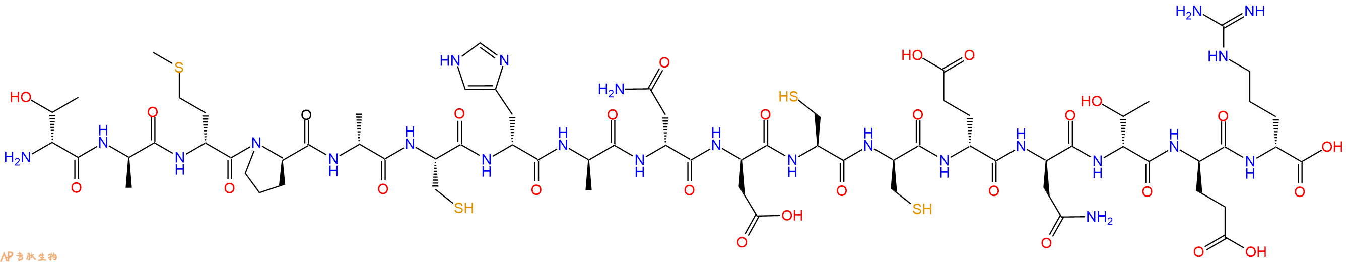专肽生物产品H2N-DThr-DAla-DMet-DPro-DAla-Cys-DHis-DAla-DAsn-DAsp-Cys-DCys-DGlu-DAsn-DThr-DGlu-DArg-OH